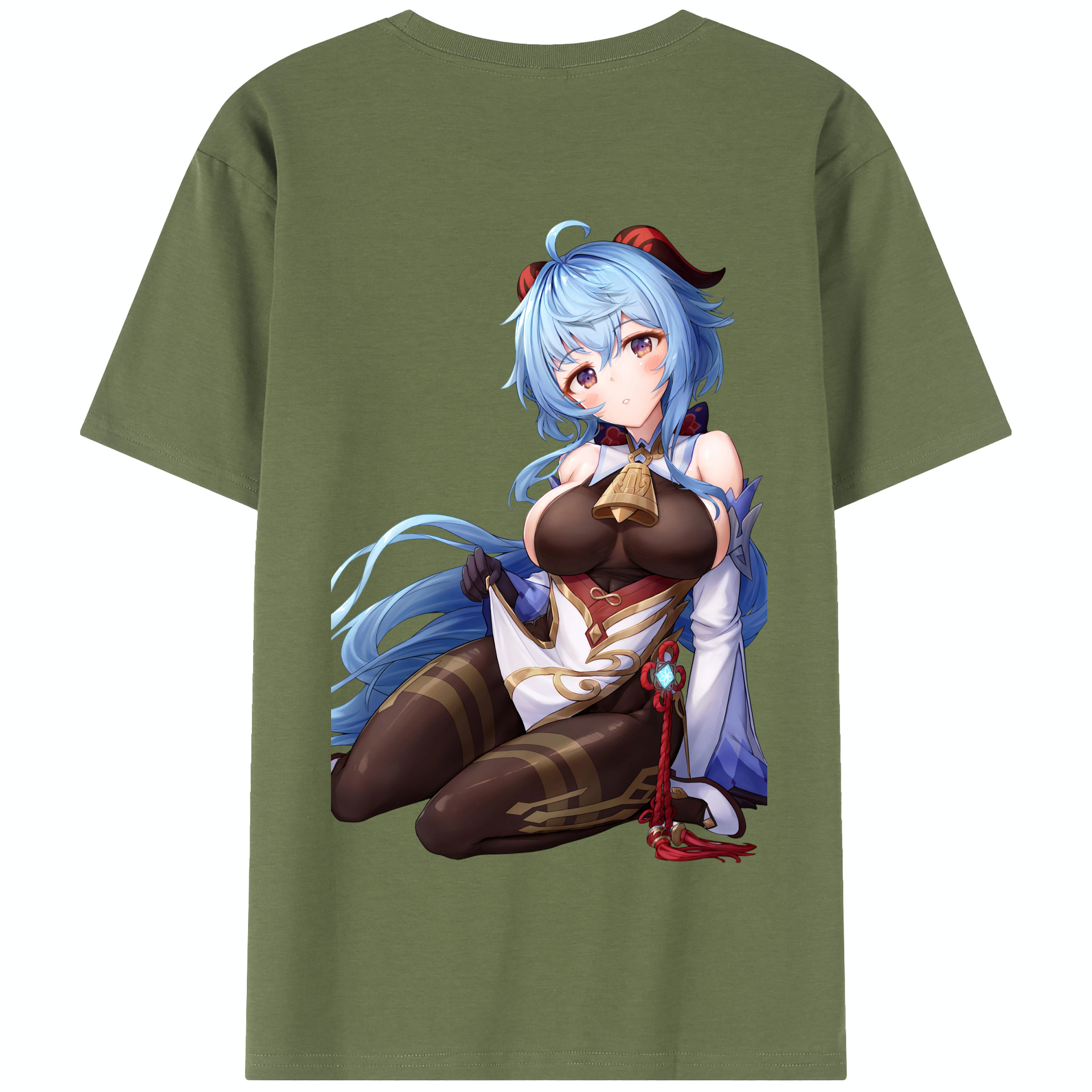 げんし神 甘雨 かんう genshin Ganyu 綿100％半袖Tシャツ（背面プリント）